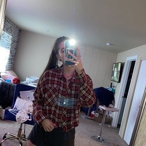 Oversized cropped flannel